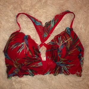 Victoria’s Secret Pink Red Racerback Floral Bra